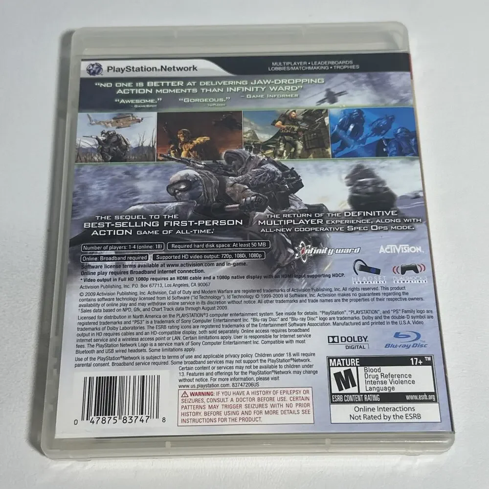 Call of Duty Modern Warfare 2 Sony PlayStation 3 Complete Game with Manual